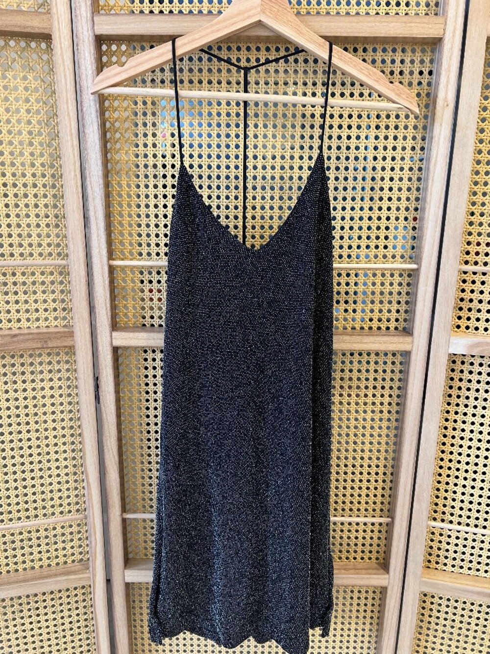 BCBG Black Sparkle Strappy Mini Dress Size XS